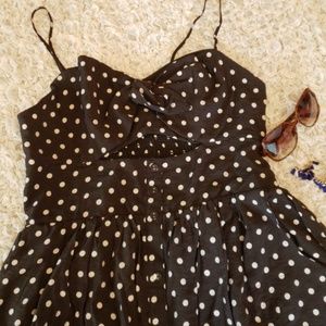 Xhilaration Black polka dot midi dress, size XL